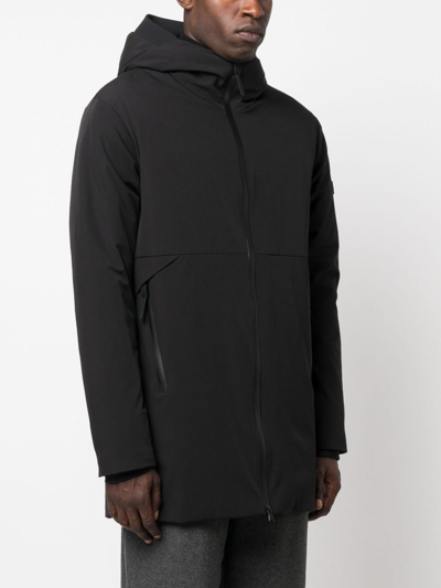 Shop Peuterey Logo-patch Hooded Coat In Schwarz