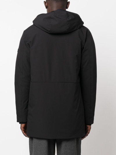 Shop Peuterey Logo-patch Hooded Coat In Schwarz