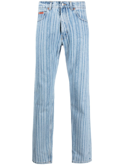 Shop Martine Rose Striped Straight-leg Jeans In Blue