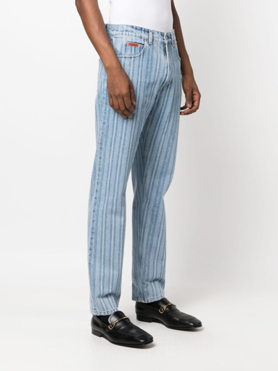 Shop Martine Rose Striped Straight-leg Jeans In Blue