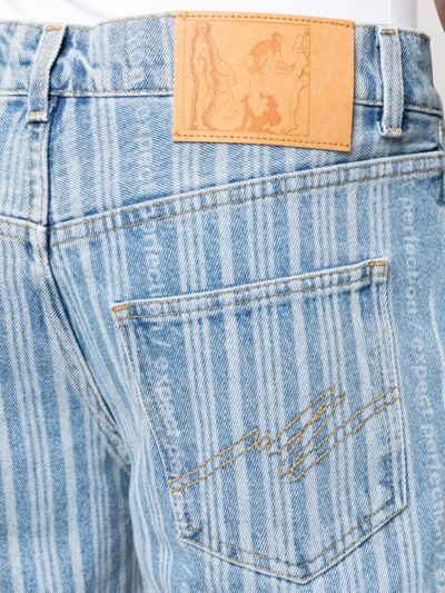 Martine Rose Light Blue Pinstripe Straight Leg Jeans In Blue
