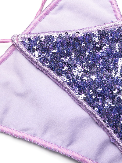 Shop Oseree Sequin-embellished Halterneck Bikini In Violett