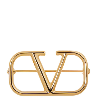 Shop Valentino Vlogo Signature Brooch In Gold