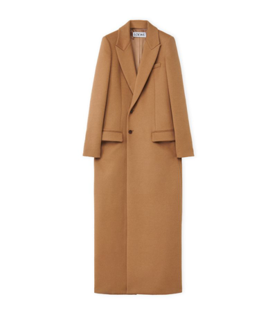 Shop Loewe Wool-cashmere Long Coat In Brown