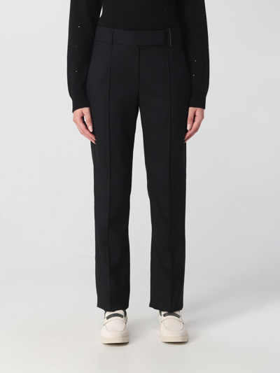 Shop Brunello Cucinelli Pants In Wool Blend In Black