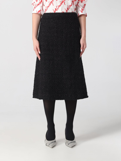 Shop Balenciaga Bouclé Midi Skirt In Black