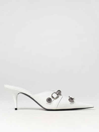 Shop Balenciaga Cagole Mules In Tumbled Leather With Studs In White