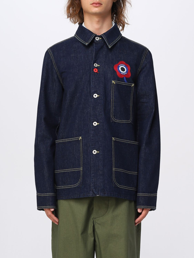 Shop Kenzo Denim Jacket With Printed Logo In Blue