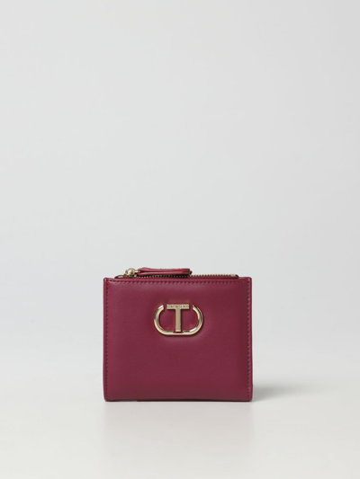 Shop Twinset Synthetic Leather Wallet In Fuchsia