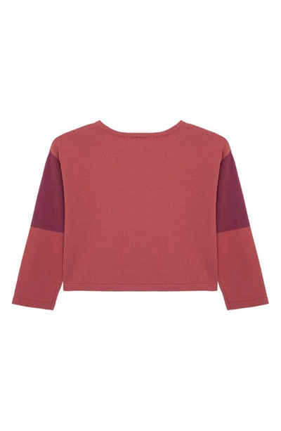Shop Peek Aren't You Curious Kids' Intarsia Heart Sweater In Pink/ Burgundy Multi