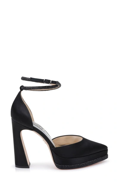 Badgley Mischka Eliana Ankle Strap Platform Pointed Toe Pump In Black