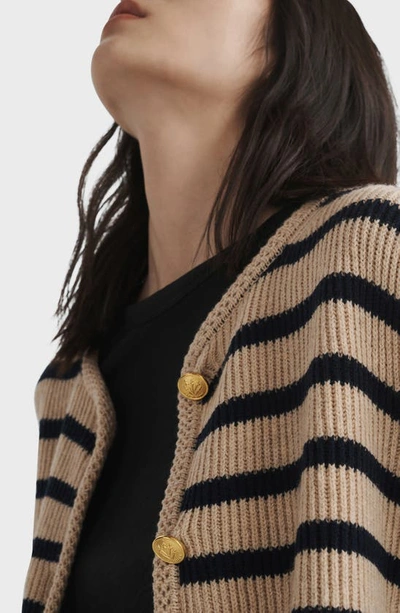 Shop Rag & Bone Nancy Stripe Wool Blend Cardigan In Oatmeal