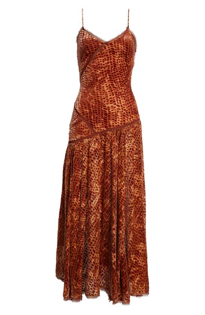 Shop Ulla Johnson Elodie Burnout Velvet Dress In Sienna
