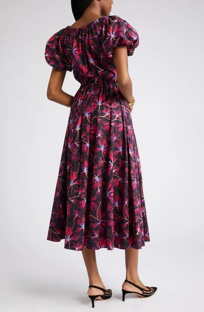Shop Ulla Johnson Cecile Floral Puff Sleeve Cotton Dress In Zinnia
