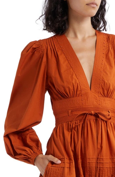 Shop Ulla Johnson Rosalind Long Sleeve Cotton Dress In Saffron