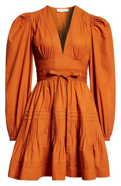 Shop Ulla Johnson Rosalind Long Sleeve Cotton Dress In Saffron