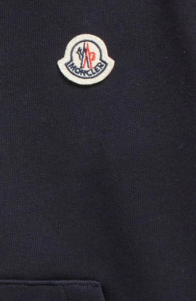 Shop Moncler Kids' Logo Patch Cotton Hoodie In Navy