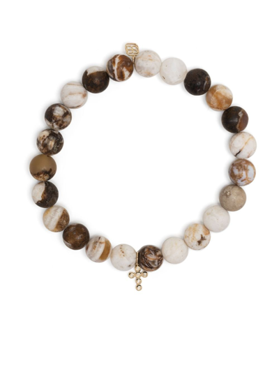Sydney Evan Multicolour 14kt Gold Wood Beaded Bracelet In Multicolour
