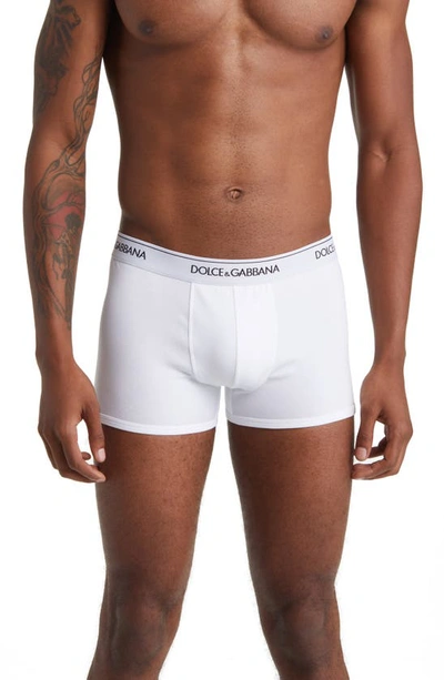 Shop Dolce & Gabbana 2-pack Logo Waist Boxer Briefs In White