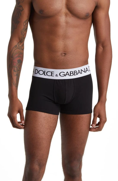 Shop Dolce & Gabbana Dolce&gabbana Cotton Stretch Jersey Boxer Briefs In Black