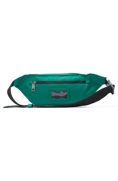Shop Dolce & Gabbana Rubber Logo Nylon Belt Bag In Green/ Emerald