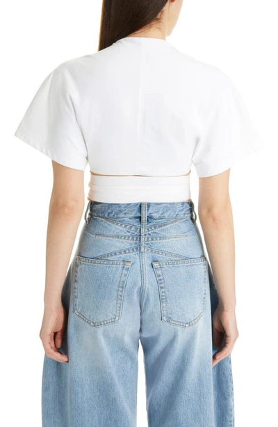 Shop Alaïa Cotton Jersey Wrap T-shirt In Blanc