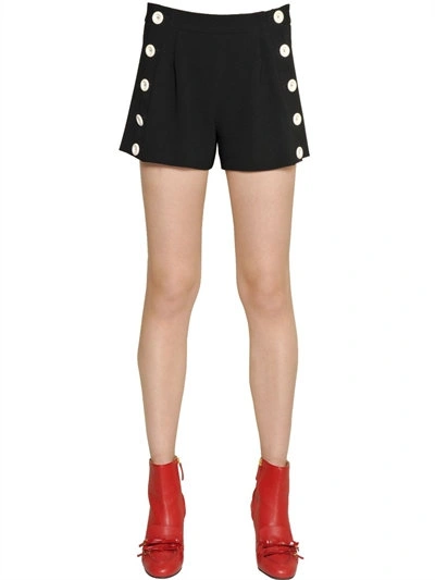 Boutique Moschino Techno Crepe Shorts With Buttons In Black