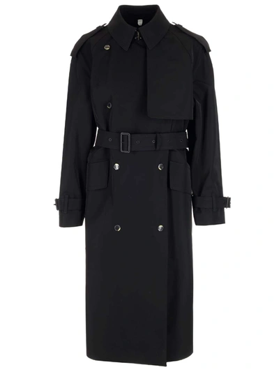 Shop Burberry Long Three-layer Black Trench Coat