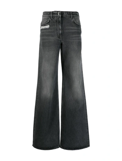 Shop Givenchy Extra Wide Denim Jeans In Black