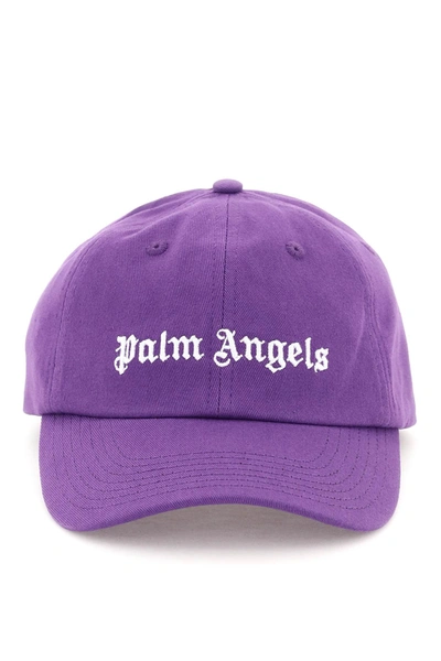 Shop Palm Angels Logo Baseball Cap In Purple White (purple)
