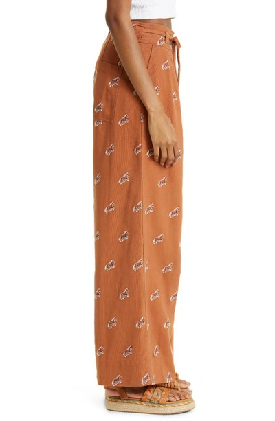 Shop Farm Rio Embroidered Horse Drawstring Pants In Caramel