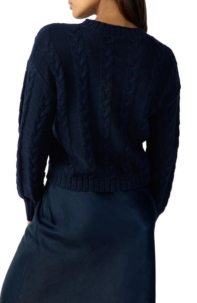 Shop Sanctuary Cotton Cable Crewneck Sweater In Navy Refle