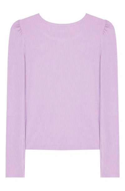 Shop Habitual Kids' Rib Long Sleeve Keyhole Cutout Top In Lavender