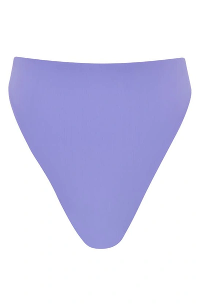 House Of Cb Mykonos Mid-rise High-leg Bikini Bottom In Violet