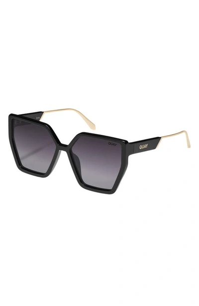 Shop Quay Hotel Lobby 53mm Gradient Cat Eye Sunglasses In Black/ Smoke Gradient