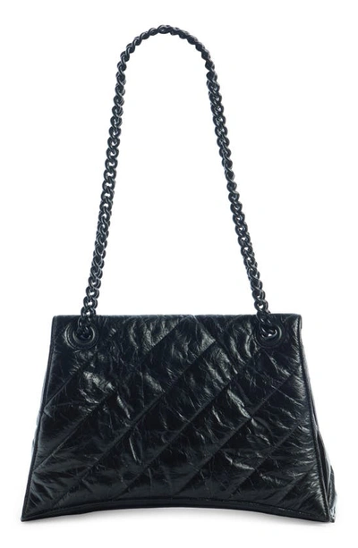 Balenciaga Medium Crush Chain Strap Quilted Leather Shoulder Bag In Black