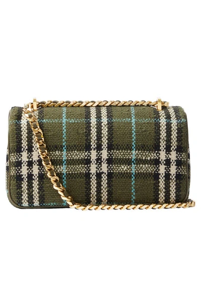Shop Burberry Small Lola Woven Check Crossbody Bag In Olive Green