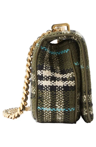 Shop Burberry Small Lola Woven Check Crossbody Bag In Olive Green