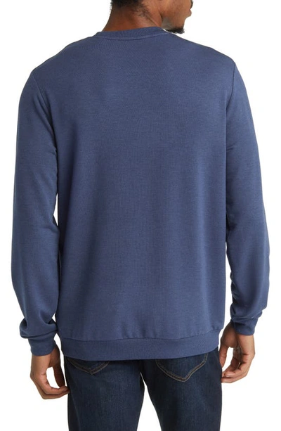 Shop Travismathew Amenities Crewneck Sweatshirt In Heather Blue Nights