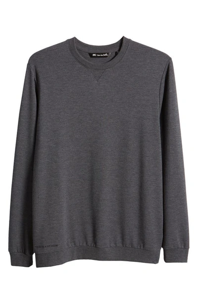 Shop Travismathew Amenities Crewneck Sweatshirt In Heather Dark Grey