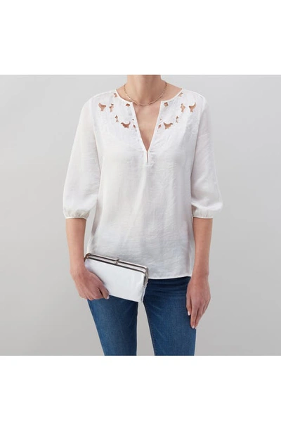 Hobo 'lauren' Leather Double Frame Clutch In Optic White