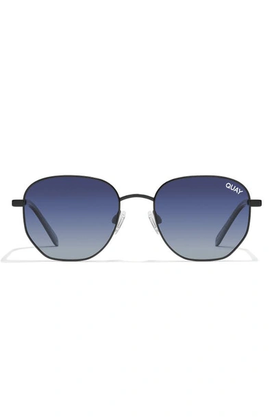 Shop Quay Big Time 47mm Polarized Round Sunglasses In Black / Navy Polarized