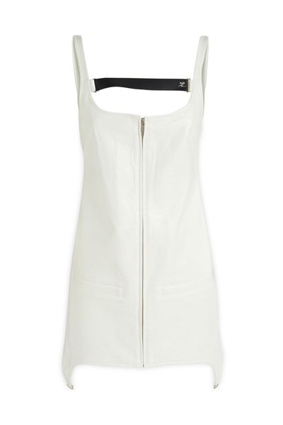 Shop Courrèges Zip Detailed Sleeveless Dress In White