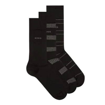 Shop Hugo Boss 3 Pack Ribbed Socks In Black