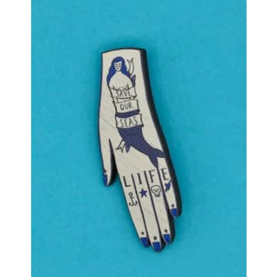 Shop Su Owen Tattooed Hand Wooden Pin Brooch