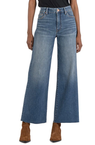 Shop Kut From The Kloth Meg Fab Ab High Waist Raw Hem Ankle Wide Leg Jeans In Milestone