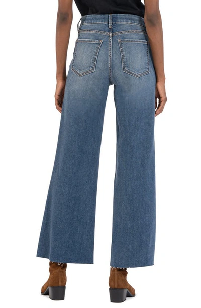 Shop Kut From The Kloth Meg Fab Ab High Waist Raw Hem Ankle Wide Leg Jeans In Milestone