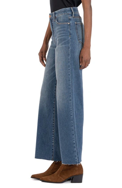 Shop Kut From The Kloth Meg Fab Ab High Waist Raw Hem Ankle Wide Leg Jeans In Milestone