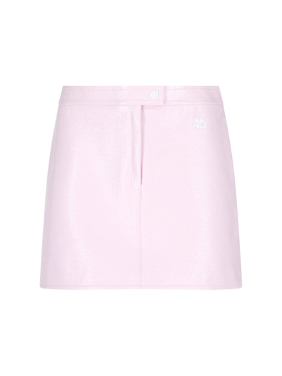 Shop Courrèges Reedition Logo Patch Mini Skirt In Pink