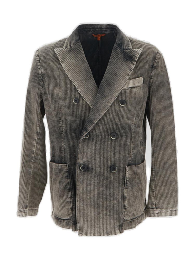 Shop Barena Venezia Barena Double Breasted Corduroy Straight Hem Jacket In Grey